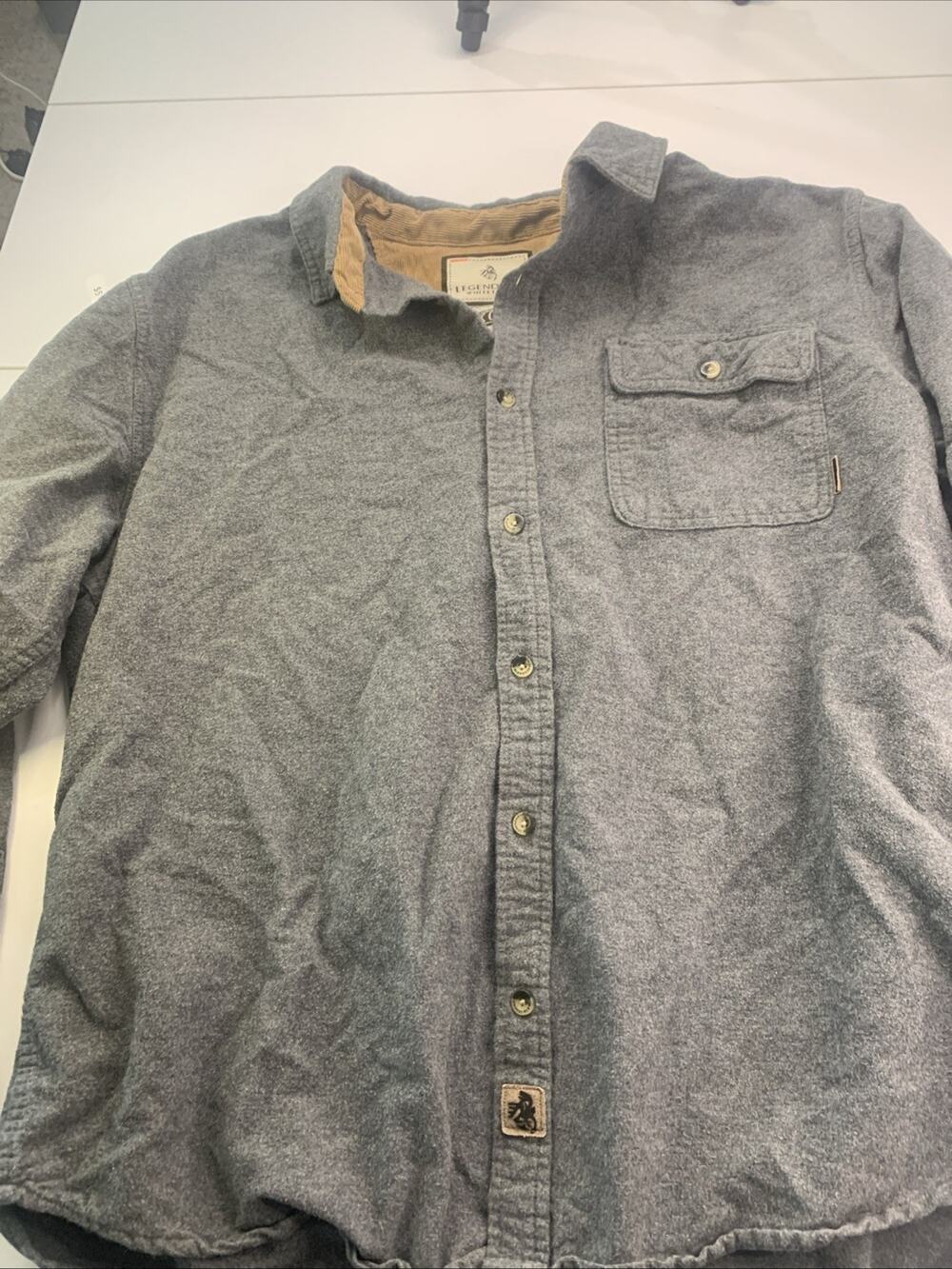 Legendary Whitetails Buck Camp Flannel Shirt Mens XL Gray